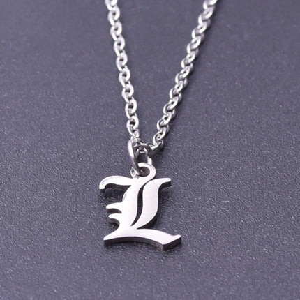 2pcs Stainless Steel Initial Necklace For Men Women Chain Old English Pendant 26 Letters Statement Necklaces Jewelry Couple Gift