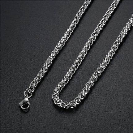 Wholesale Price Width 4MM Stainless Steel Chain Necklace For Men Fashion Hip-Hop Rock Style Gift Jewelry Titanium Steel Necklace