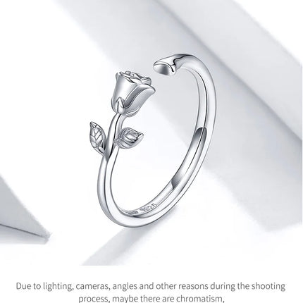 WOSTU Real 925 Sterling Silver Open Ring Finger Adjustable Size Wedding Rings For Women Engagement Fashion Silver Jewelry Gift