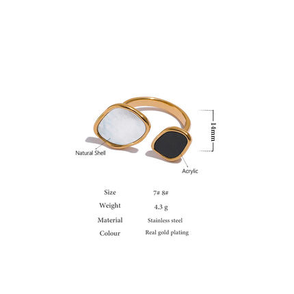 Yhpup Acrylic Shell Ring Jewelry 316L Stainless Steel Geometric Women Finger Ring Bagues Pour Femme Accessories Femme Gift