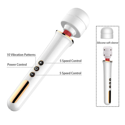 BLACKWOLF New 10 Speeds Magic Wand Massager Big Magic Wand Massage Stick AV Vibrators Sexy Clit Sex Toys for Women European plug