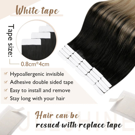 Full Shine Natural Hair Tape in Extensions 100% Remy Human Hair Ombre 40pcs 100g Balayage Seamless Blonde Glue On Hair For Woman
