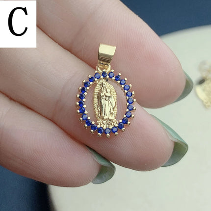 Religion Holy Virgin Mary Guadalupe Necklace Pendants High Quality Metal Gold Plated Charms For Jewelry Making Wholesale