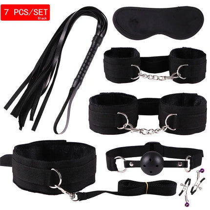 Exotic Accessories Nylon Sex Bondage Set Sexy Lingerie Handcuffs Whip Rope Anal Vibrator Adult Sex Toy for Couples