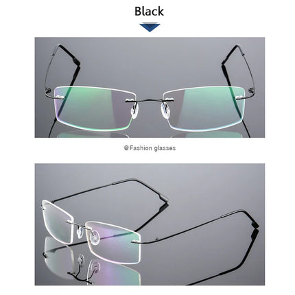 Ultralight Coating Frameless Myopia Glasses -1.0 -1.5 -2.0 To -5.0, Rimless Super Light Stainless Steel Hyperopia +1.0 +2.0 +4.0