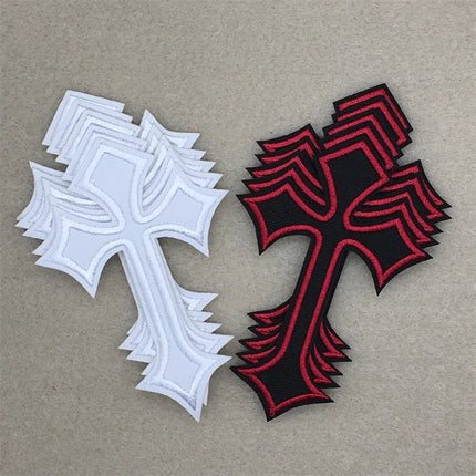 10pcs Lot Cross Patches on Clothes Diy Embroidered Appliques Iron on Patches for Clothing Jeans Stickers Badges (7.0x10.3CM)