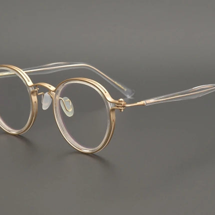 Top Quality Retro Round Glasses Frame Japanese Handmade Titanium Ultralight Men Eyeglasses Women Eyewear Acetate Korean Fashion