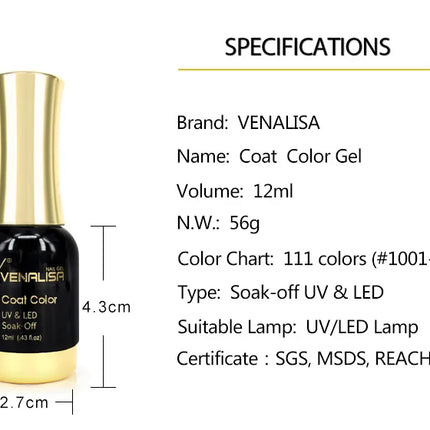 VENALISA Nail Gel Varnish TPO FREE Soak Off UV LED Organic Odorless Enamels Nail Art Colors 12ml 120Colors UV Gel Nail Polish