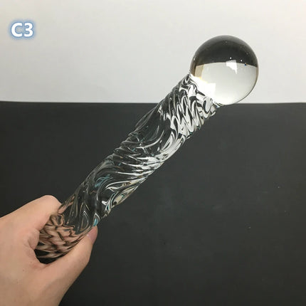 Crystal Dildo Real Leather Flogger Glass Penis Whip Sex Whip G-spot Anal Bead Leather Tools Restraints Bdsm Sex Adult Games
