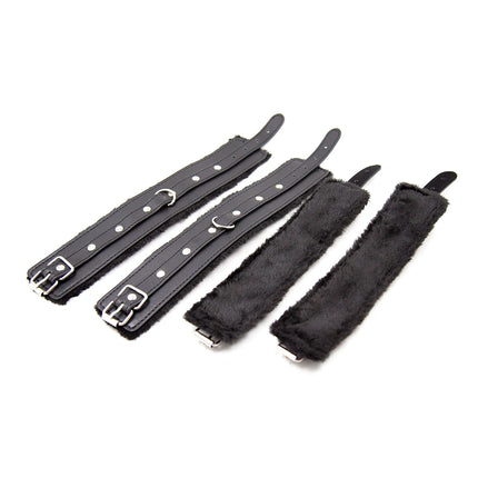 Thierry PU Leather SM Toy Wrist & Ankle Cuffs Bondage Restraints Adult Games Handcuffs Sex Toys for Women Men Slave Roleplay Kit