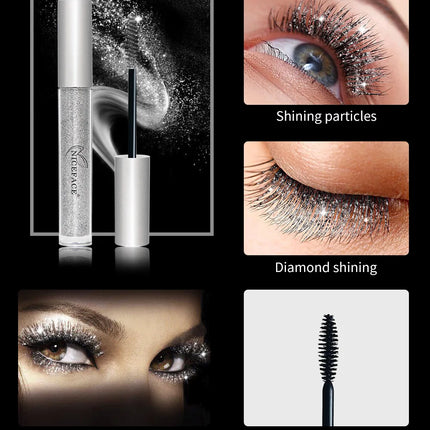 Diamond Glitter Mascara Fast Dry Eyelashes Curling Extension Makeup Waterproof Long-lasting Lengthens Eye Lash Black 4D Mascara
