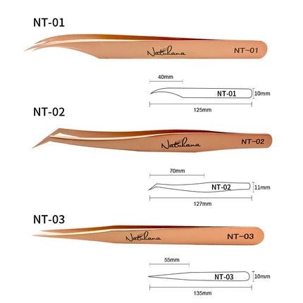 New Professional Fiber Tip Tweezers Rose Gold Lashes Tweezers Stainless Steel Eyelash Extension Tweezers Makeup Tools
