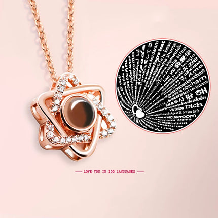Letter Necklace 100 Languages I Love You Projection Pendant Necklace Women Jewelry Best Friends Collier Femme Bijoux Gifts