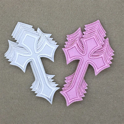 10pcs Lot Cross Patches on Clothes Diy Embroidered Appliques Iron on Patches for Clothing Jeans Stickers Badges (7.0x10.3CM)