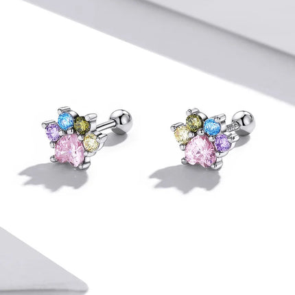 Bamoer 925 Sterling Silver Brilliant Star Earrings for Women Tiny Butterfly Stud Earrings Snowflake Girl Ear Studs Fine Jewelry