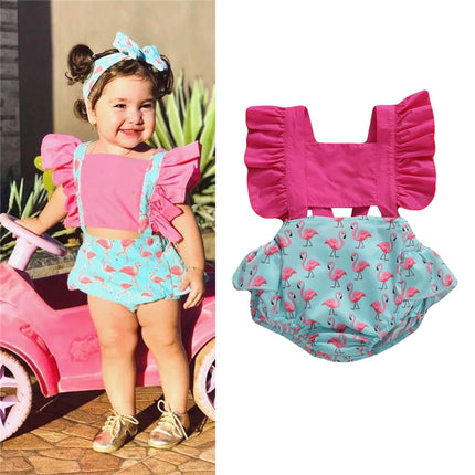 2021 Summer Newborn Baby Girls Rompers Flamingo pineapple Print Sleeveless Backless Jumpsuits 0-24M Baby Clothing