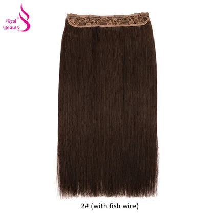 Real Beauty Single Clip In Hair With Adjustable Fish Wire Machine Made Human Hair Clip In Extensions Remy Hair