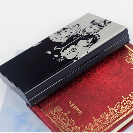 Animation Anime Derivatives Black Red Thin Slim Cigarette Case For Women Metal Aluminum Alloy Sliding Cigarette Box Man Custom