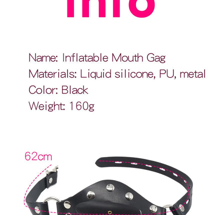 Flexible Size Silicone Mouth Gag BDSM Ball Accessory Plug Inflatable with Detachable Pump for Erotic Restraint Sex Game Play Toy