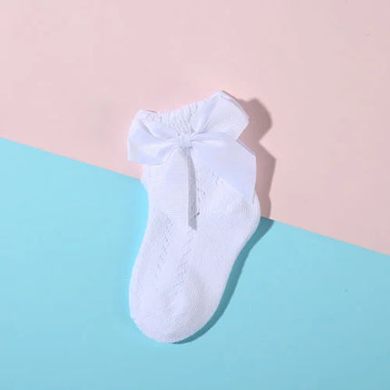 Lawadka Summer Mesh Newborn Baby Girls Socks Fashion Bow Thin Socks for Girls Infant Clothes Accessories White Red Color 0-5Year