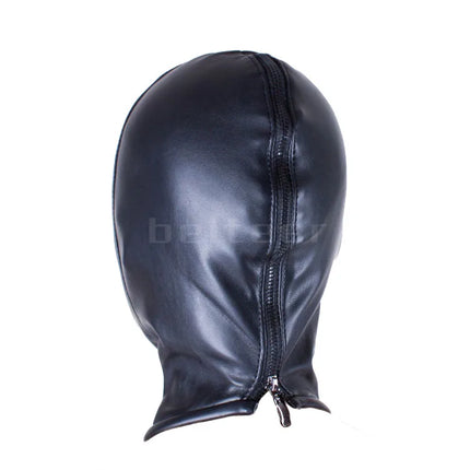 PU Leather Padded Strapped Zipper Head Hood Blindfold Harness Mask BDSM Open Mouth Eye Nose Bondage Headgear Sex Toy Adult Party