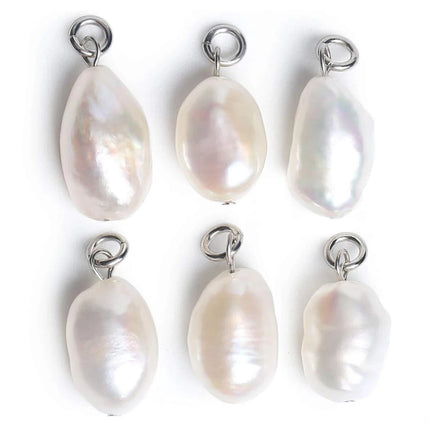 10Pcs/Lot Natural Pearl Charms Stainless Steel Pendant Bracelet Bead Necklace DIY For Jewelry Making Handmade Findings Wholesale