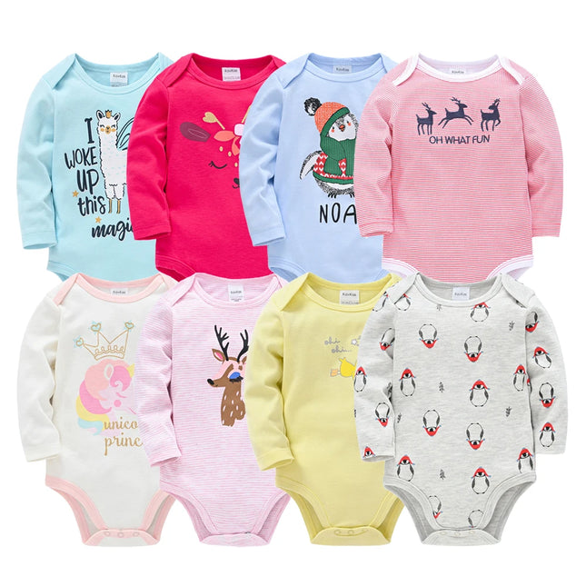 6 PCS 3 PCS Kavkas Baby Boys Girls Bodysuit Long Sleeve 100% Cotton Baby Clothes 0-12 months Newborn Bodysuit Romper Clothing