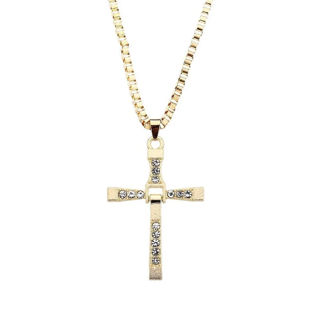 New Fast And Furious 7 Moive Cross Tourette Necklace Dominic Toretto Cross Pendant Necklace For Men