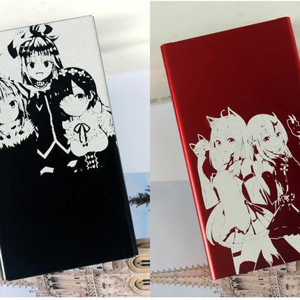 Animation Anime Derivatives Black Red Thin Slim Cigarette Case For Women Metal Aluminum Alloy Sliding Cigarette Box Man Custom