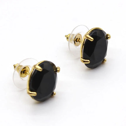 Crystal Stud Earrings for Women Girls Waterdrop Round Oval Shape Natural Lapis Lazuli Amethyst Faceted Stone Earring Jewelry