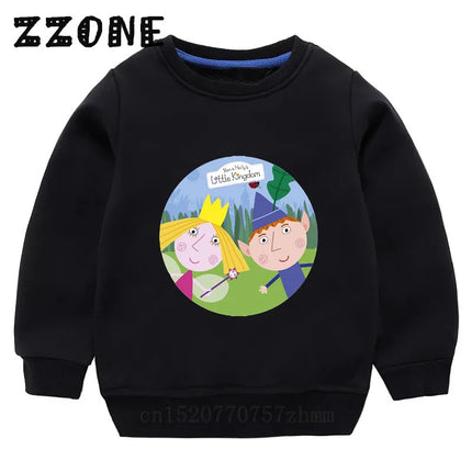New Spring Autumn Baby Girls Sweatshirts Ben and Holly Kingdom Cartoon Cute Kids Hoodies Children Pullover Tops Boys Clothes