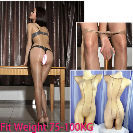 1D shiny full body tight fitting jumpsuit stockings, suitable for men and women with open and closed crotch, sexy and glossy ant