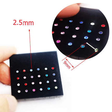 4 Style 8-40pcs Fashion 316l Colorful Stainless Steel Nose Hoop Lip Nose Ring Stud Earrings Body Piercing  Jewelry Punk Style