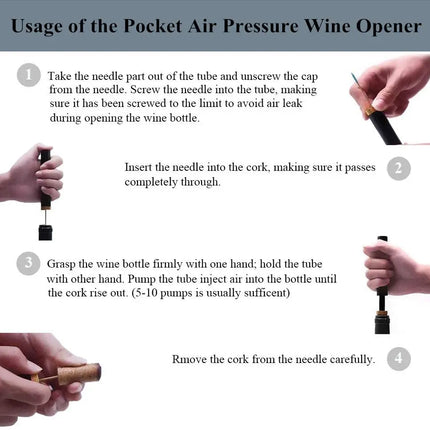 Wine Opener Air Pump Wine Bottle Opener Stainless Steel Pin Cork Remover Air Pressure Corkscrew Kitchen Tools Bar Accessory