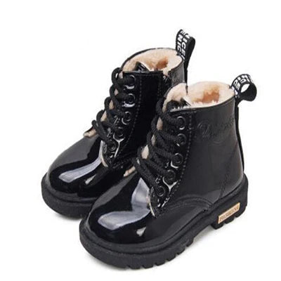 New Children Shoes Boots for Children Size 21-37 Boots for Girl PU Leather Waterproof Winter Kids Snow Shoes Girls Boots