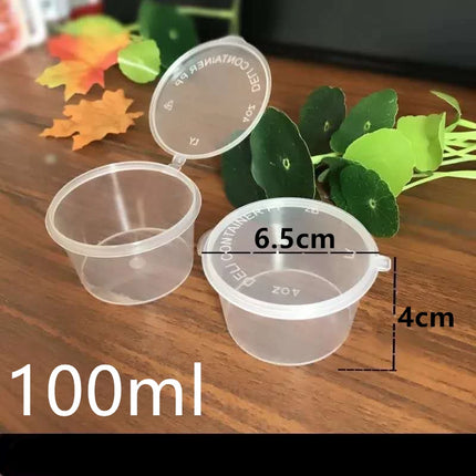 30pcs/Set 30ml 50ml 100ml Disposable Plastic Takeaway Sauce Cup Containers Food Box with Hinged Lids Pigment Paint Box Reusable