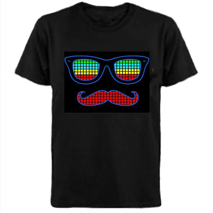 Popular Sound Active Equalizer EL T-shirt Equalizer Light Up Down LED T-shirt Flashing Music Activated LED T-shirts Men Women Tee