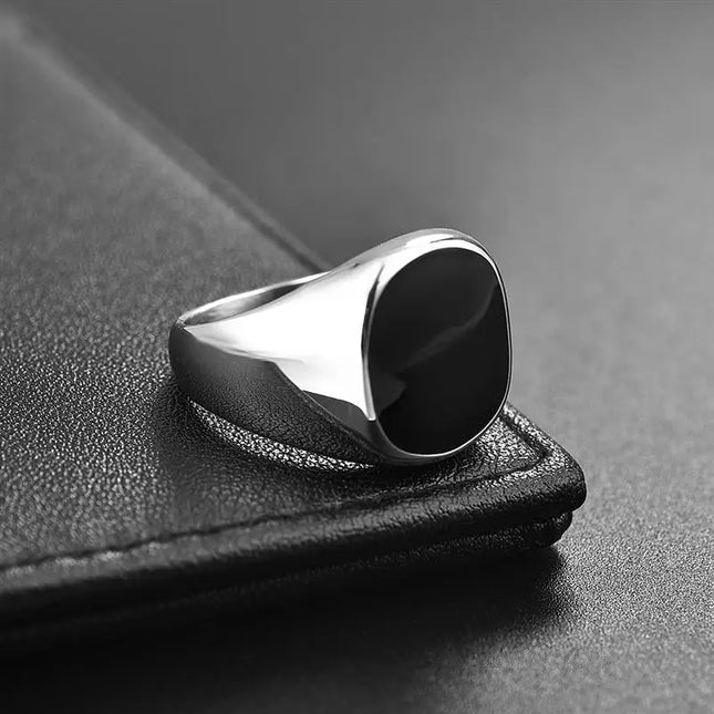 Jiayiqi Men's Ring Punk Rock Smooth 316L Stainless Steel Signet Ring For Men Hip Hop Party Jewelry Wholesale Male Wedding Ring
