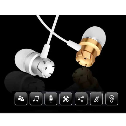 Metal Wired Super Bass Earbud 3.5mm Built-in Microphone Hand Free Noise Reduction Gaming Universal Headset Sport Earphone