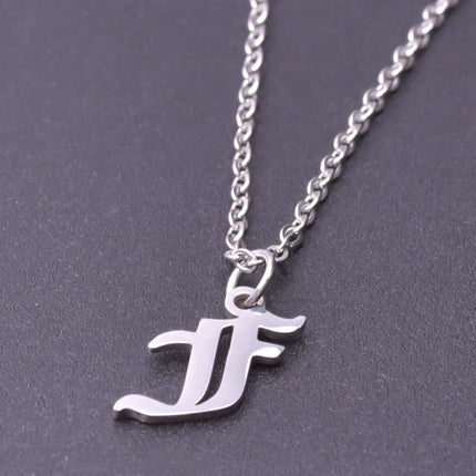 2pcs Stainless Steel Initial Necklace For Men Women Chain Old English Pendant 26 Letters Statement Necklaces Jewelry Couple Gift