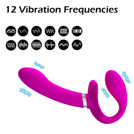 Strapless Strap-on Dildo Vibrators For Women 12 Speed Vibrating Double Penetration Strapon Vibrator Lesbian Sex Toys for Couples