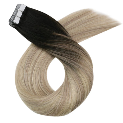 Moresoo Blonde Tape in Hair Extensions Human Hair Natural Straight Seamless Invisible Tape Remy Brazilian Hair for Beauty