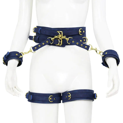 Thierry 4 Pcs/Set PU Leather Handcuffs Leg Cuffs Waist Belt Bondage Restraints Set ,BDSM Sex Toys for Couples Adult Games