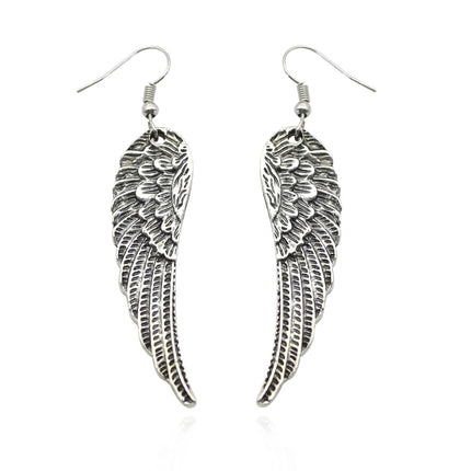 2023 Trend Punk Retro Angel Wings Earrings Drop Feather Hanging Dangle Metal Long Earring For Women Alloy Gothic Jewelry Stud