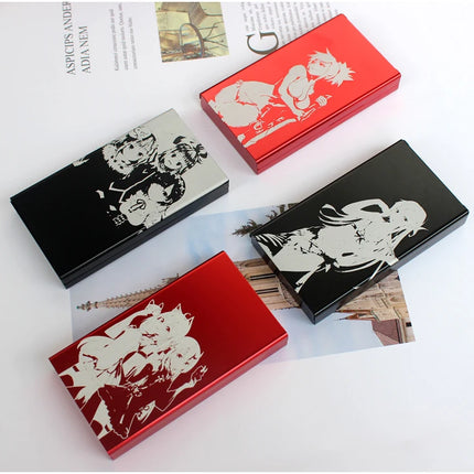 Animation Anime Derivatives Black Red Thin Slim Cigarette Case For Women Metal Aluminum Alloy Sliding Cigarette Box Man Custom