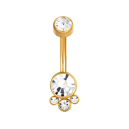Zircon Golden Belly Button Rings Stainless Steel Piercing 14G 1.6mm 10mm Navel Bar Body Jewelry Men Women Sexy Beach Accessories