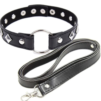 Bondage Boutique Leather Collar Lead chain Adult Game  for women Collars submission Sex Toys Pet Traction belt