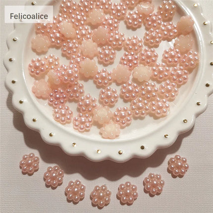 100pcs Assorted Pink ABS Pearl Bow Heart Flatback Cabochons DIY Resin Shaker Charms Molds Stuff Moon Star Slime Fillings Fillers