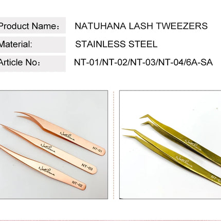 New Professional Fiber Tip Tweezers Rose Gold Lashes Tweezers Stainless Steel Eyelash Extension Tweezers Makeup Tools