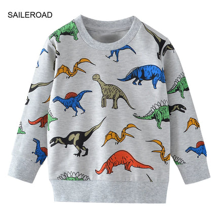 SAILEROAD Spring New Boys 2-7 Years Clothes Cotton Outerwear Cartoon Dinosaurs Baby Tops Girls Kids Toddler Hoodie Sweatshirts